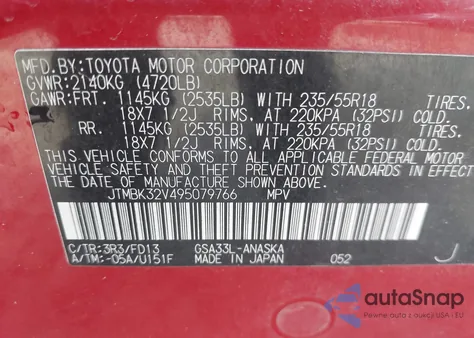 2009 Toyota Rav4 Sport from USA, damaged, VIN JTMBK32V495079766